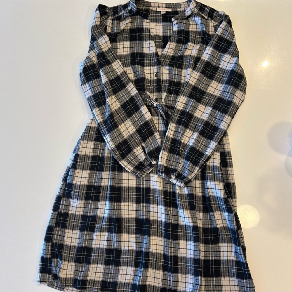 Plaid Long Sleeve A-Line Dress